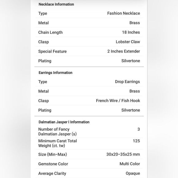 Dalmatian Jasper Earrings and Pendant Necklace - Picture 14 of 15